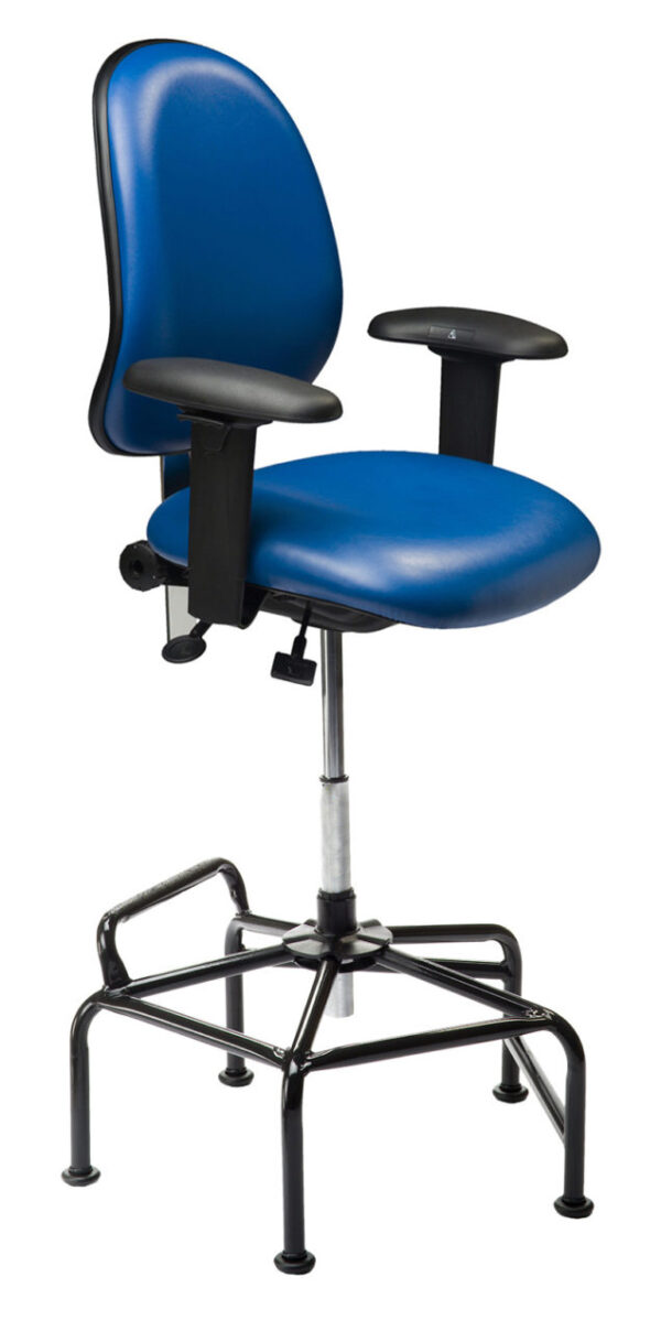 Ergo 2F Chair/Stool from ergoCentric. Black. Equipped with Tilt2 Mechanism, Black Base, Casters and Chrome Footring.
