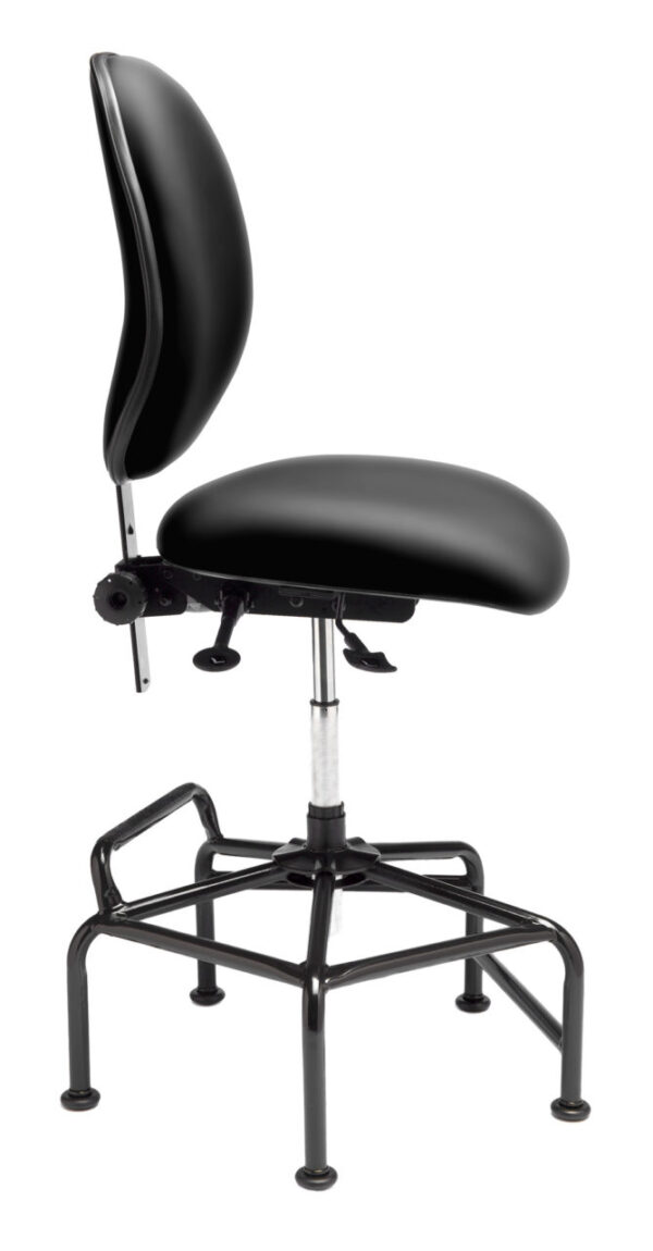 Ind. 2F Industrial Chair/Stool from ergoCentric. Sage. Equipped with Tilt2 Mechanism, Black Industrial Multi-Level Base and Glides.