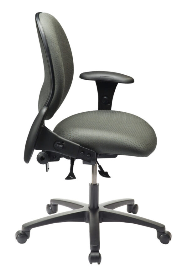Ergo 2F Chair/Stool from ergoCentric. Black. Equipped with Tilt2 Mechanism, Black Base, Casters and Chrome Footring.