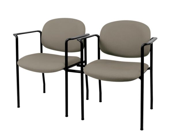 geoCentric Stacker with Arms from ergoCentric. Equipped with Black Frame and Beige Seat/Back - Ganged